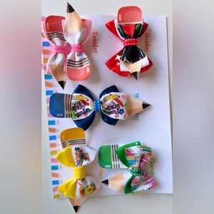 Set of School-Themed Hair Bows